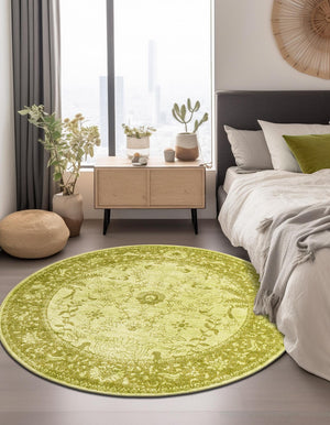 Light Green 12' 2 x 12' 2 La Jolla Round Area Rug 100% Polypropylene Traditional Pattern Easy Clean Carpet for Living, Dining, Bedroom, Office for Sale at Rug Engine