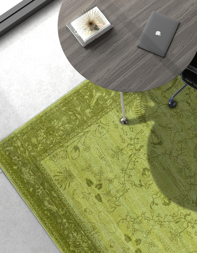 Light Green 5' 3 x 8' La Jolla Rectangle Area Rug 100% Polypropylene Traditional Pattern Easy Clean Carpet for Living, Dining, Bedroom, Office for Sale at Rug Engine