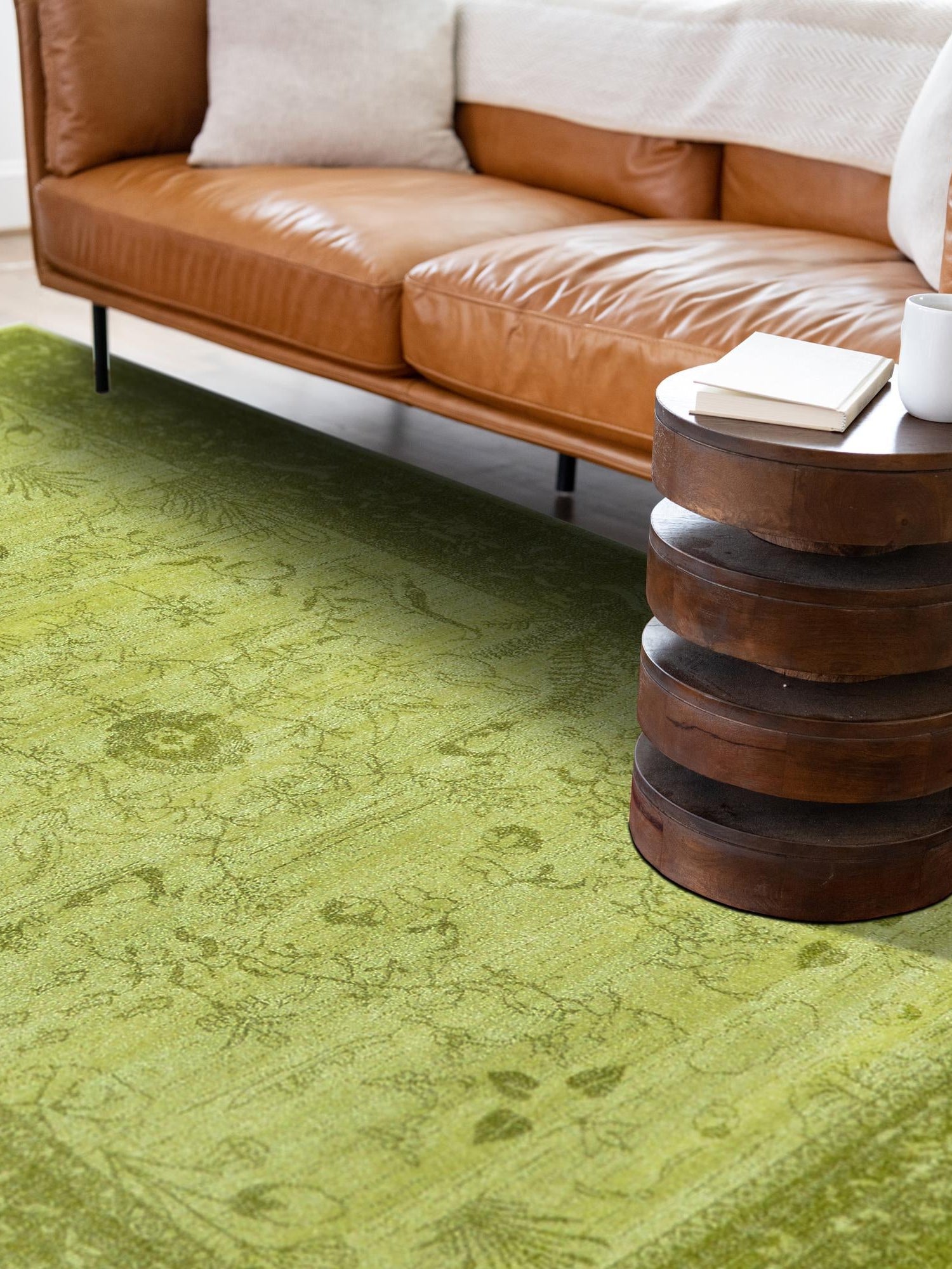 Light Green 7' 10 x 11' La Jolla Rectangle Area Rug 100% Polypropylene Traditional Pattern Easy Clean Carpet for Living, Dining, Bedroom, Office for Sale at Rug Engine