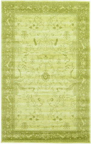Light Green 5' 3 x 8' La Jolla Rectangle Area Rug 100% Polypropylene Traditional Pattern Easy Clean Carpet for Living, Dining, Bedroom, Office for Sale at Rug Engine