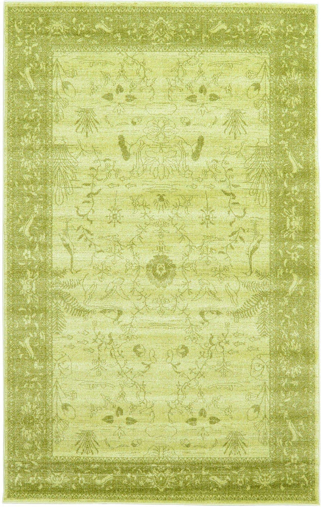 Light Green 5' 3 x 8' La Jolla Rectangle Area Rug 100% Polypropylene Traditional Pattern Easy Clean Carpet for Living, Dining, Bedroom, Office for Sale at Rug Engine
