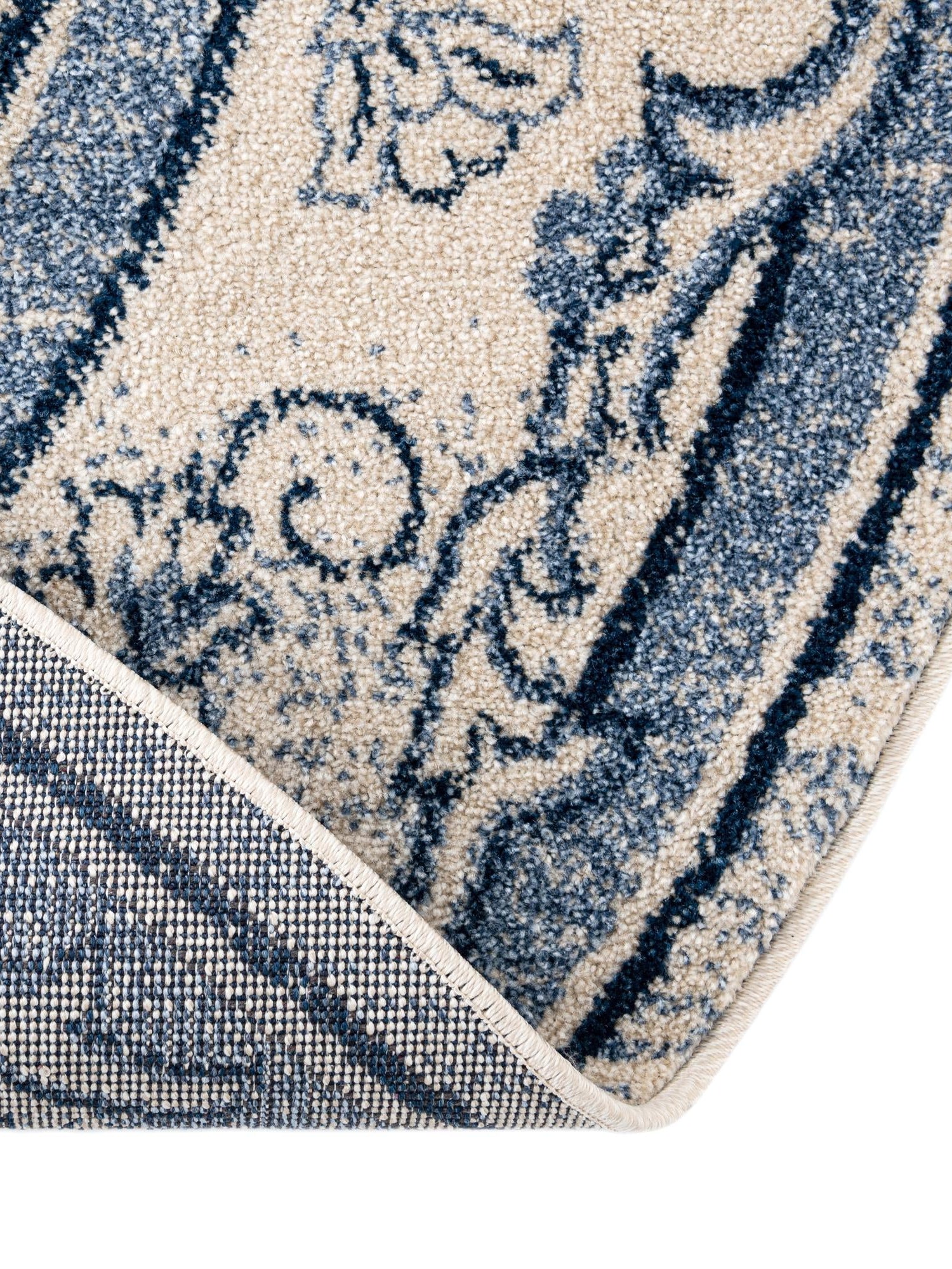 Ivory Blue 6' 1 x 6' 1 La Jolla Round Area Rug 100% Polypropylene Traditional Pattern Easy Clean Carpet for Living, Dining, Bedroom, Office for Sale at Rug Engine