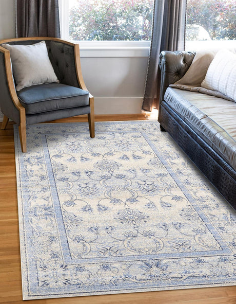 Ivory Blue 10' x 13' 1 La Jolla Rectangle Area Rug 100% Polypropylene Traditional Pattern Easy Clean Carpet for Living, Dining, Bedroom, Office for Sale at Rug Engine