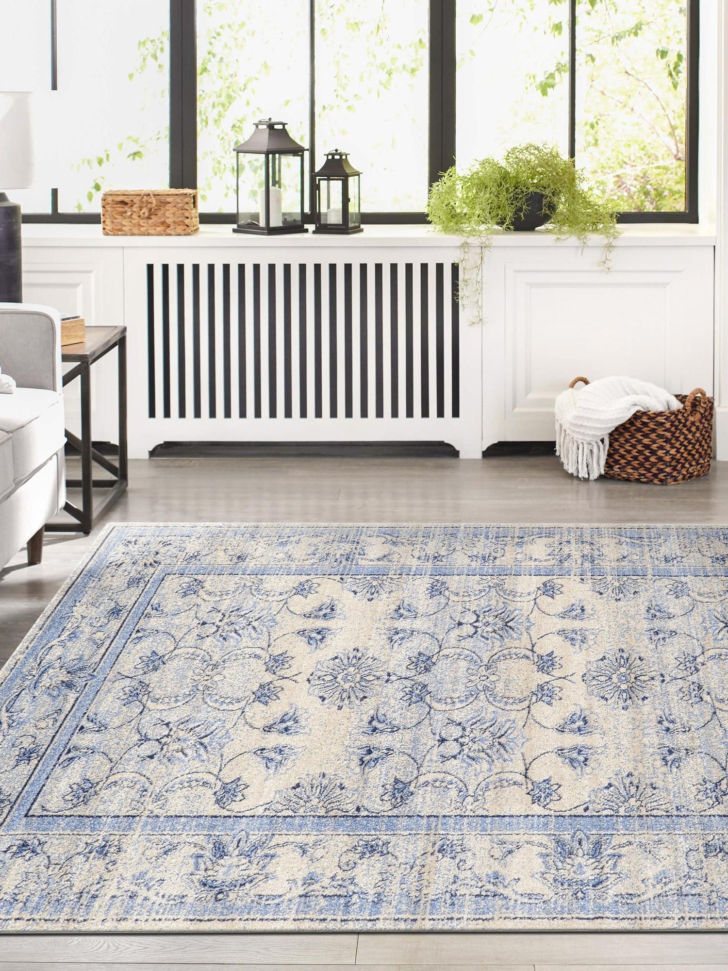 Ivory Blue 10' 6 x 16' 5 La Jolla Rectangle Area Rug 100% Polypropylene Traditional Pattern Easy Clean Carpet for Living, Dining, Bedroom, Office for Sale at Rug Engine