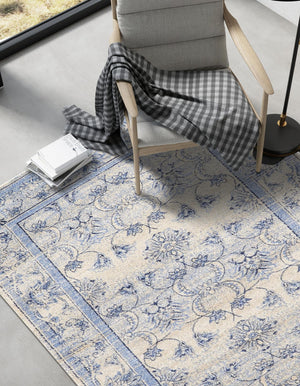 Ivory Blue 10' x 13' 1 La Jolla Rectangle Area Rug 100% Polypropylene Traditional Pattern Easy Clean Carpet for Living, Dining, Bedroom, Office for Sale at Rug Engine