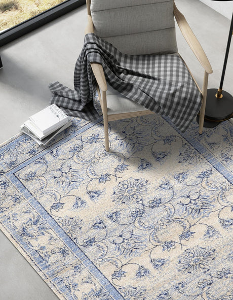 Ivory Blue 10' x 13' 1 La Jolla Rectangle Area Rug 100% Polypropylene Traditional Pattern Easy Clean Carpet for Living, Dining, Bedroom, Office for Sale at Rug Engine