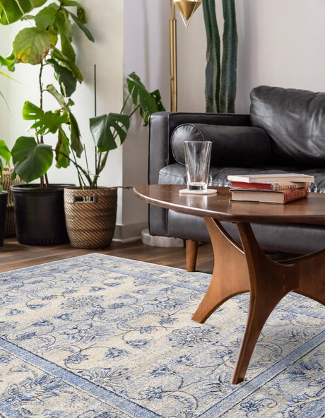 Ivory Blue 10' x 13' 1 La Jolla Rectangle Area Rug 100% Polypropylene Traditional Pattern Easy Clean Carpet for Living, Dining, Bedroom, Office for Sale at Rug Engine