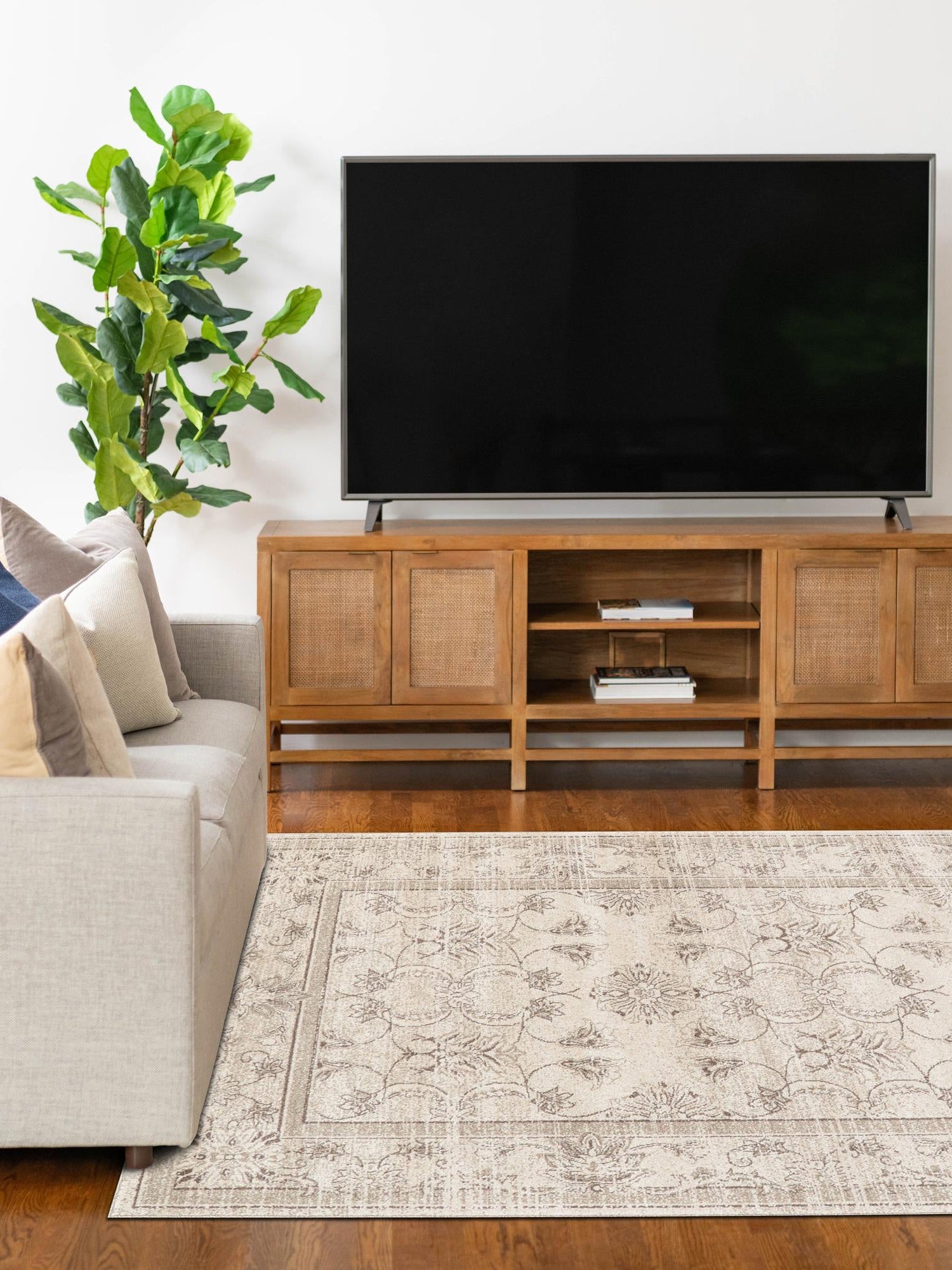 Ivory 7' 10 x 11' La Jolla Rectangle Area Rug 100% Polypropylene Traditional Pattern Easy Clean Carpet for Living, Dining, Bedroom, Office for Sale at Rug Engine