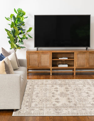 Ivory 7' 10 x 11' La Jolla Rectangle Area Rug 100% Polypropylene Traditional Pattern Easy Clean Carpet for Living, Dining, Bedroom, Office for Sale at Rug Engine