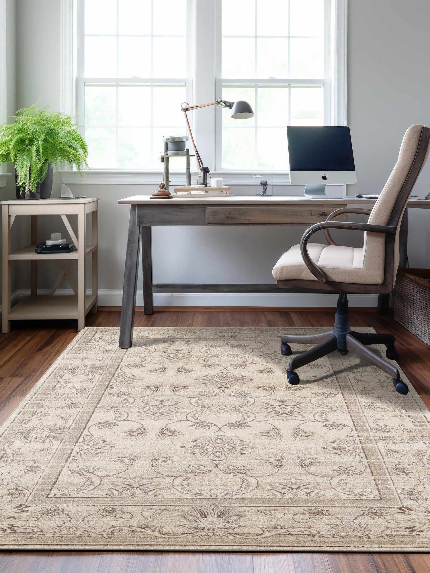 Ivory 7' 10 x 11' La Jolla Rectangle Area Rug 100% Polypropylene Traditional Pattern Easy Clean Carpet for Living, Dining, Bedroom, Office for Sale at Rug Engine