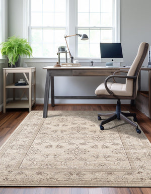 Ivory 7' 10 x 11' La Jolla Rectangle Area Rug 100% Polypropylene Traditional Pattern Easy Clean Carpet for Living, Dining, Bedroom, Office for Sale at Rug Engine