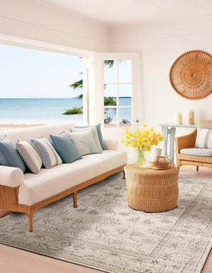 Ivory 7' 10 x 11' La Jolla Rectangle Area Rug 100% Polypropylene Traditional Pattern Easy Clean Carpet for Living, Dining, Bedroom, Office for Sale at Rug Engine