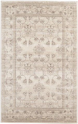 Ivory 5' 3 x 8' La Jolla Rectangle Area Rug 100% Polypropylene Traditional Pattern Easy Clean Carpet for Living, Dining, Bedroom, Office for Sale at Rug Engine