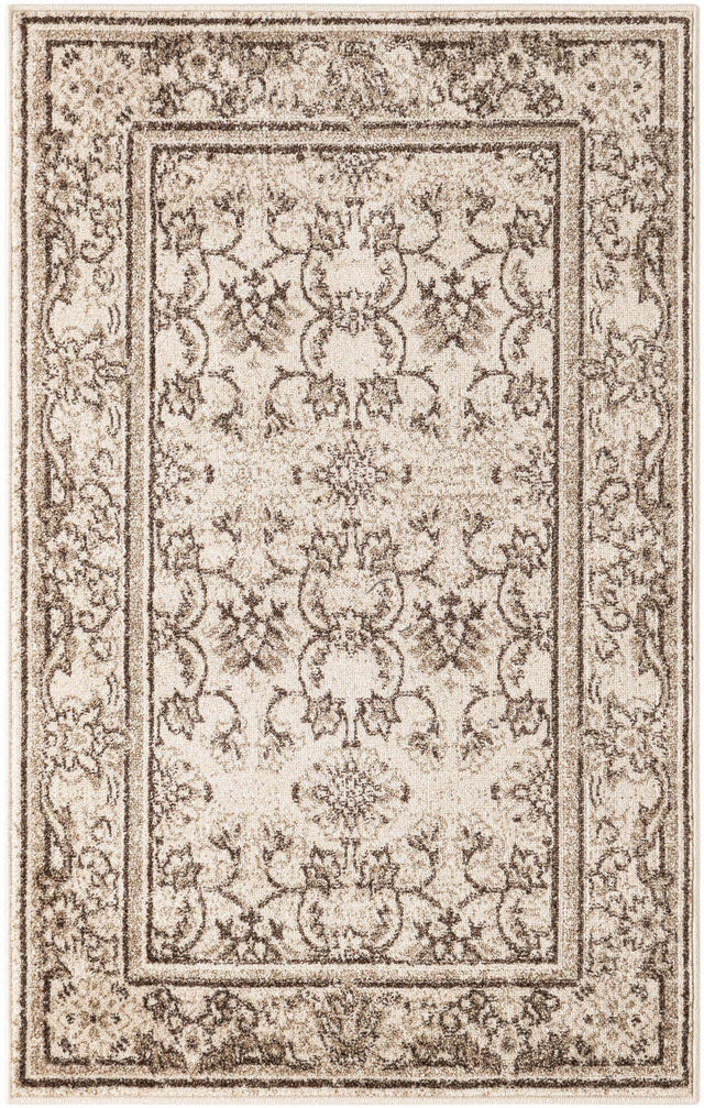 Ivory 3' 1 x 5' 3 La Jolla Rectangle Area Rug 100% Polypropylene Traditional Pattern Easy Clean Carpet for Living, Dining, Bedroom, Office for Sale at Rug Engine