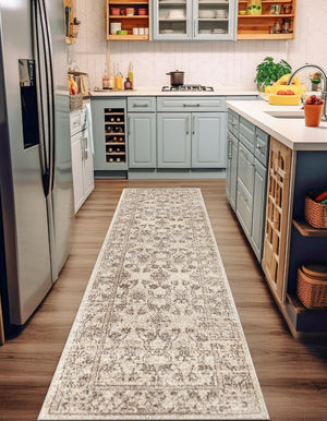 Ivory 2' 7 x 10' La Jolla Runner Area Rug 100% Polypropylene Traditional Pattern Easy Clean Carpet for Living, Dining, Bedroom, Office for Sale at Rug Engine