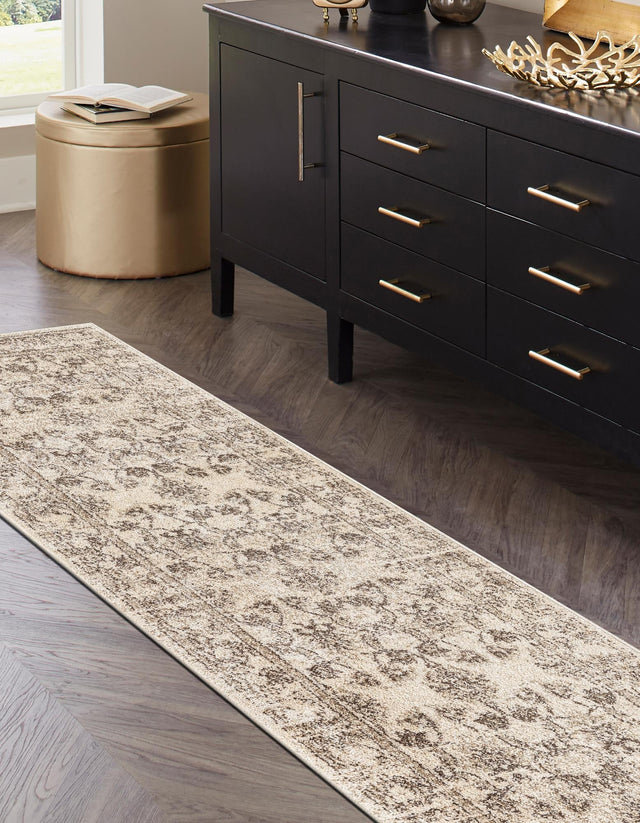 Ivory 2' 7 x 10' La Jolla Runner Area Rug 100% Polypropylene Traditional Pattern Easy Clean Carpet for Living, Dining, Bedroom, Office for Sale at Rug Engine
