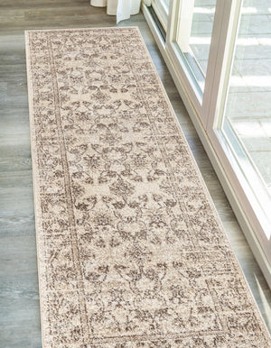 Ivory 2' 7 x 10' La Jolla Runner Area Rug 100% Polypropylene Traditional Pattern Easy Clean Carpet for Living, Dining, Bedroom, Office for Sale at Rug Engine