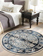 Ivory and Blue 6' 1 x 6' 1 La Jolla Round Area Rug 100% Polypropylene Traditional Pattern Easy Clean Carpet for Living, Dining, Bedroom, Office for Sale at Rug Engine