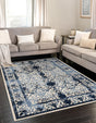 Ivory and Blue 3' 1 x 5' 3 La Jolla Rectangle Area Rug 100% Polypropylene Traditional Pattern Easy Clean Carpet for Living, Dining, Bedroom, Office for Sale at Rug Engine