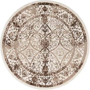 Beige 6' 1 x 6' 1 La Jolla Round Area Rug 100% Polypropylene Traditional Pattern Easy Clean Carpet for Living, Dining, Bedroom, Office for Sale at Rug Engine
