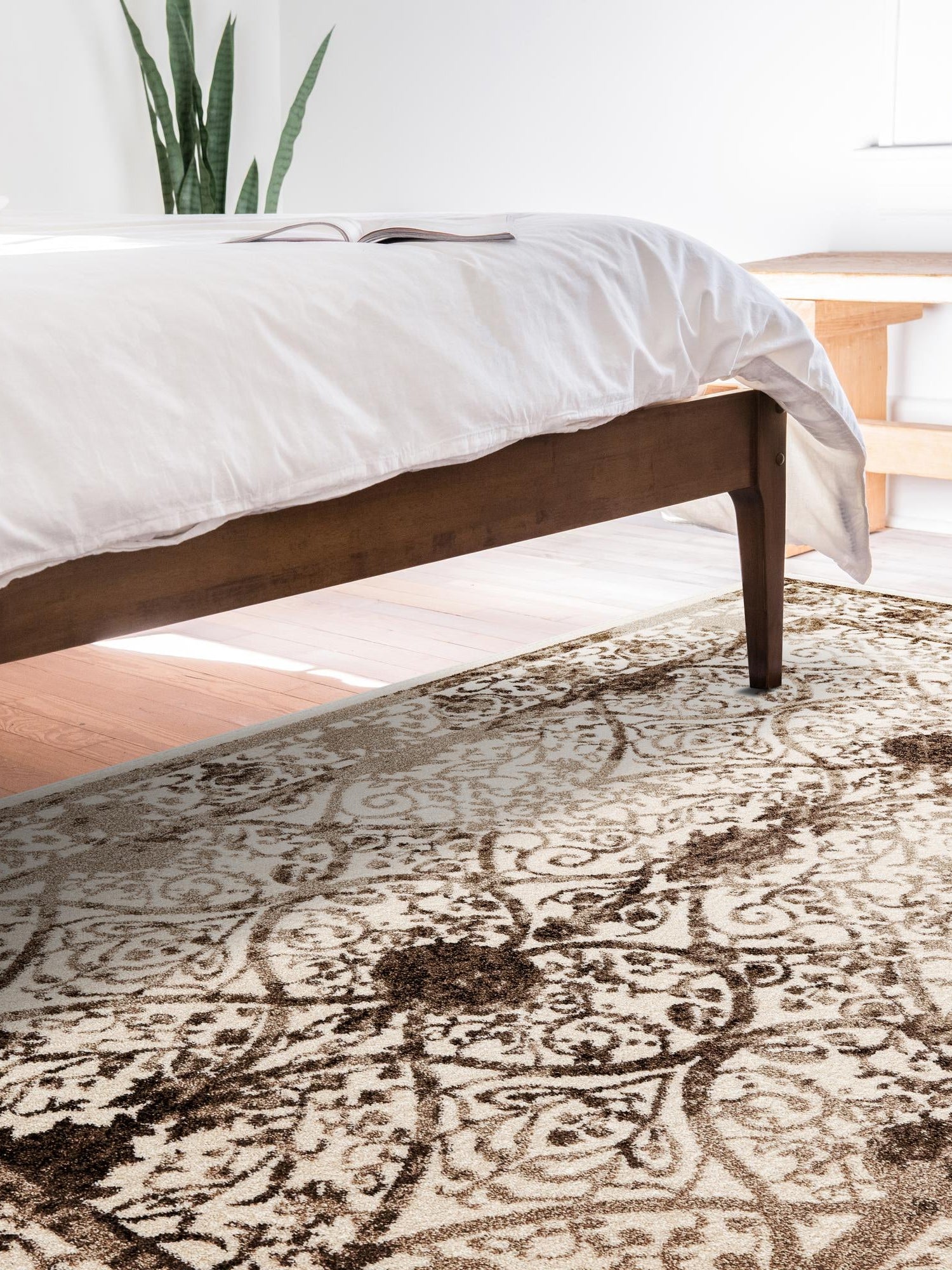 Beige 4' 1 x 6' 1 La Jolla Rectangle Area Rug 100% Polypropylene Traditional Pattern Easy Clean Carpet for Living, Dining, Bedroom, Office for Sale at Rug Engine