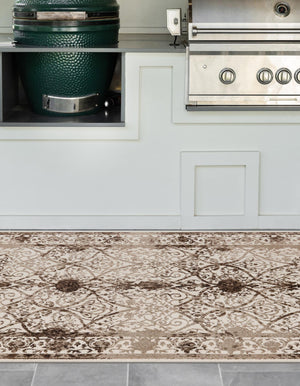 Beige 4' 1 x 6' 1 La Jolla Rectangle Area Rug 100% Polypropylene Traditional Pattern Easy Clean Carpet for Living, Dining, Bedroom, Office for Sale at Rug Engine