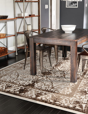 Beige 4' 1 x 6' 1 La Jolla Rectangle Area Rug 100% Polypropylene Traditional Pattern Easy Clean Carpet for Living, Dining, Bedroom, Office for Sale at Rug Engine