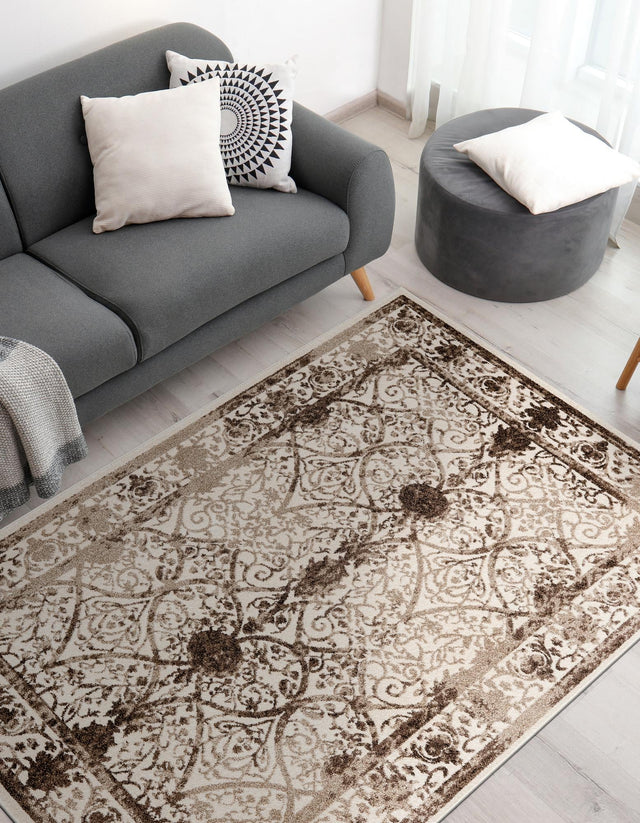 Beige 3' 1 x 5' 3 La Jolla Rectangle Area Rug 100% Polypropylene Traditional Pattern Easy Clean Carpet for Living, Dining, Bedroom, Office for Sale at Rug Engine