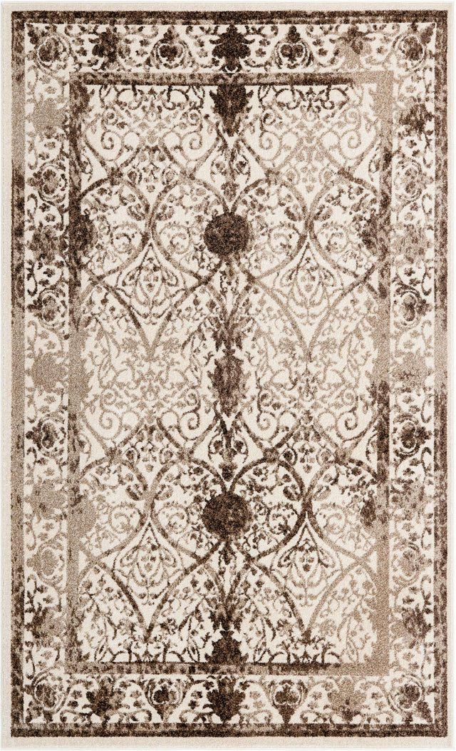 Beige 5' 3 x 8' La Jolla Rectangle Area Rug 100% Polypropylene Traditional Pattern Easy Clean Carpet for Living, Dining, Bedroom, Office for Sale at Rug Engine