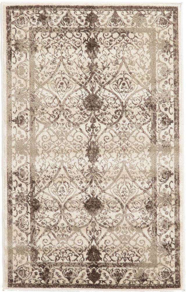 Beige 3' 1 x 5' 3 La Jolla Rectangle Area Rug 100% Polypropylene Traditional Pattern Easy Clean Carpet for Living, Dining, Bedroom, Office for Sale at Rug Engine