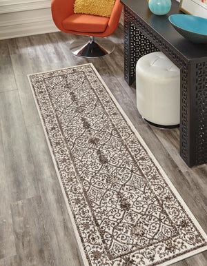 Beige 2' 7 x 10' La Jolla Runner Area Rug 100% Polypropylene Traditional Pattern Easy Clean Carpet for Living, Dining, Bedroom, Office for Sale at Rug Engine