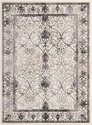 Ivory and Gray 9' x 12' La Jolla Rectangle Area Rug 100% Polypropylene Traditional Pattern Easy Clean Carpet for Living, Dining, Bedroom, Office for Sale at Rug Engine