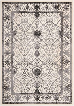 Ivory and Gray 7' 1 x 10' La Jolla Rectangle Area Rug 100% Polypropylene Traditional Pattern Easy Clean Carpet for Living, Dining, Bedroom, Office for Sale at Rug Engine