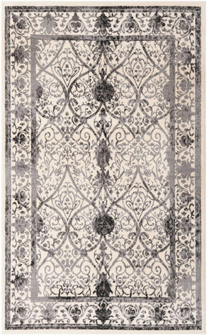 Ivory and Gray 5' 3 x 8' La Jolla Rectangle Area Rug 100% Polypropylene Traditional Pattern Easy Clean Carpet for Living, Dining, Bedroom, Office for Sale at Rug Engine