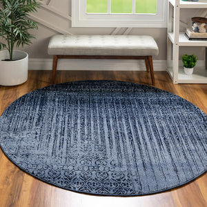 Blue 3' 1 x 3' 1 Del Mar Round Area Rug 100% Polypropylene Easy Clean Stain Resistant Vivid Modern Carpet Mat for Home Decor Interior Designing for Sale at Rug Engine