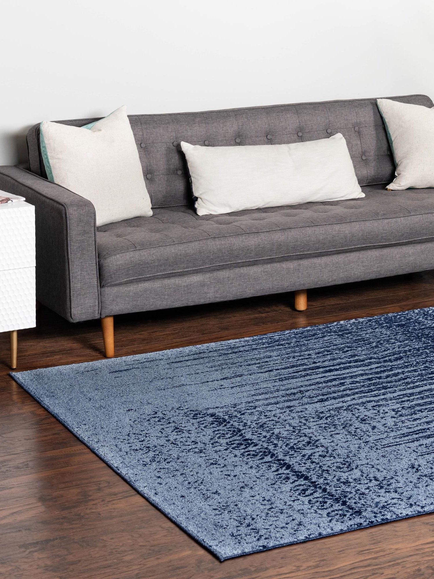 Blue 6' 1 x 9' Del Mar Rectangle Area Rug 100% Polypropylene Easy Clean Stain Resistant Vivid Modern Carpet Mat for Home Decor Interior Designing for Sale at Rug Engine