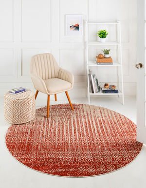 Red 7' 10 x 7' 10 Del Mar Round Area Rug 100% Polypropylene Easy Clean Stain Resistant Vivid Modern Carpet Mat for Home Decor Interior Designing for Sale at Rug Engine