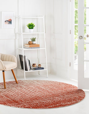 Red 4' 1 x 4' 1 Del Mar Round Area Rug 100% Polypropylene Easy Clean Stain Resistant Vivid Modern Carpet Mat for Home Decor Interior Designing for Sale at Rug Engine