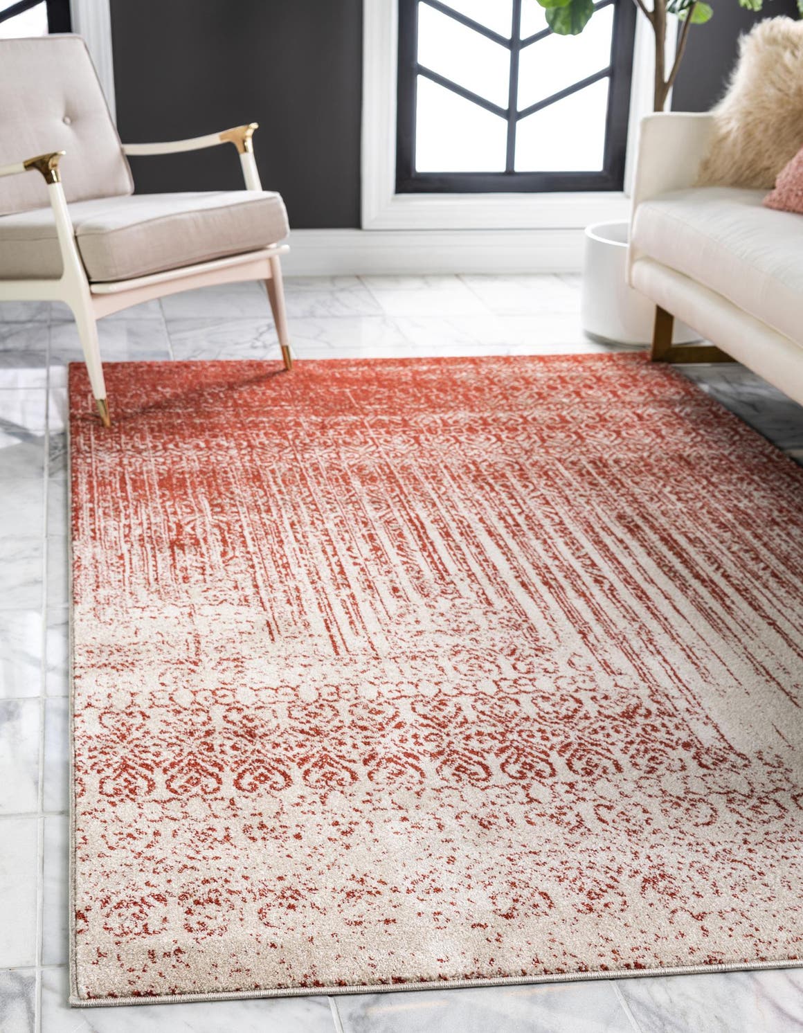 Red 6' 1 x 9' Del Mar Rectangle Area Rug 100% Polypropylene Easy Clean Stain Resistant Vivid Modern Carpet Mat for Home Decor Interior Designing for Sale at Rug Engine