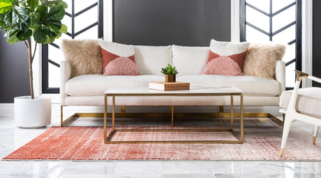 Red 6' 1 x 9' Del Mar Rectangle Area Rug 100% Polypropylene Easy Clean Stain Resistant Vivid Modern Carpet Mat for Home Decor Interior Designing for Sale at Rug Engine