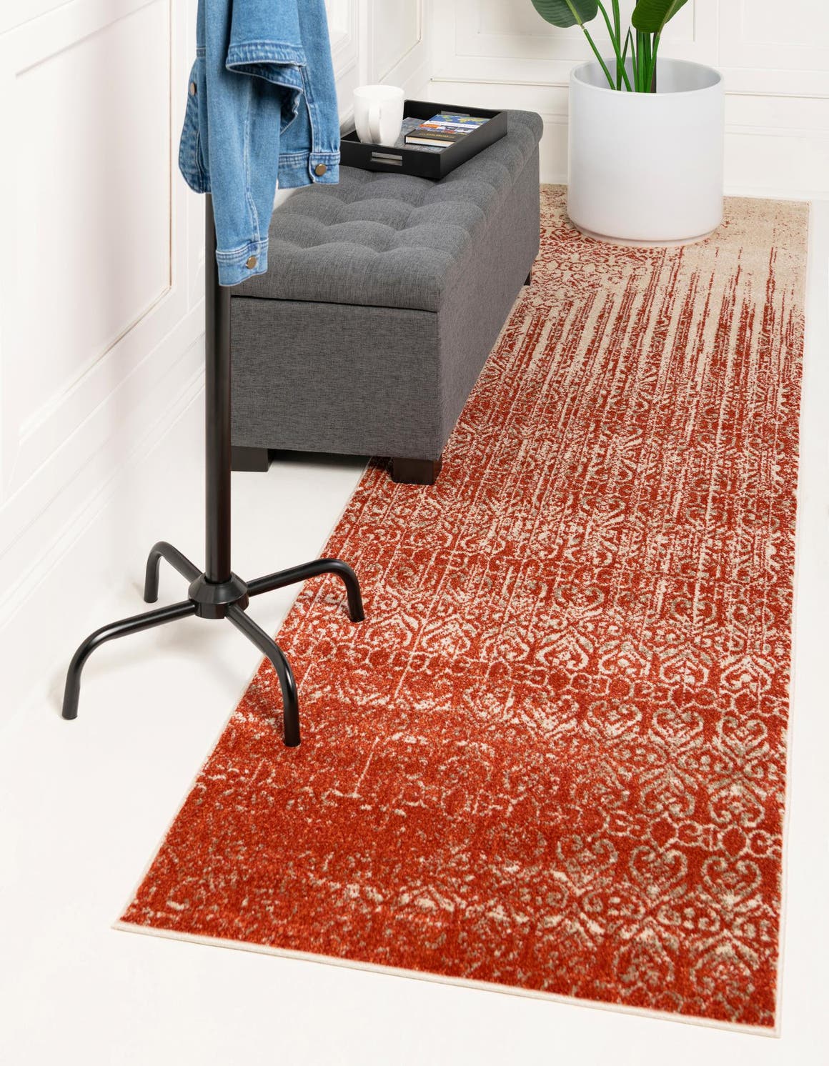 Red 2' x 8' Del Mar Runner Area Rug 100% Polypropylene Easy Clean Stain Resistant Vivid Modern Carpet Mat for Home Decor Interior Designing for Sale at Rug Engine