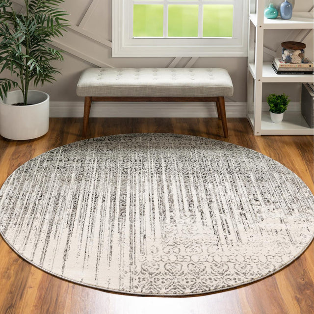 Gray 7' 10 x 7' 10 Del Mar Round Area Rug 100% Polypropylene Easy Clean Stain Resistant Vivid Modern Carpet Mat for Home Decor Interior Designing for Sale at Rug Engine