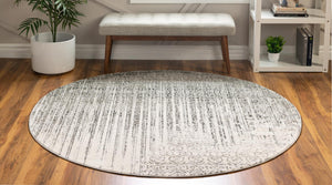 Gray 7' 10 x 7' 10 Del Mar Round Area Rug 100% Polypropylene Easy Clean Stain Resistant Vivid Modern Carpet Mat for Home Decor Interior Designing for Sale at Rug Engine