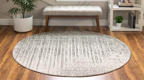 Gray 7' 10 x 7' 10 Del Mar Round Area Rug 100% Polypropylene Easy Clean Stain Resistant Vivid Modern Carpet Mat for Home Decor Interior Designing for Sale at Rug Engine