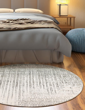 Gray 7' 10 x 7' 10 Del Mar Round Area Rug 100% Polypropylene Easy Clean Stain Resistant Vivid Modern Carpet Mat for Home Decor Interior Designing for Sale at Rug Engine