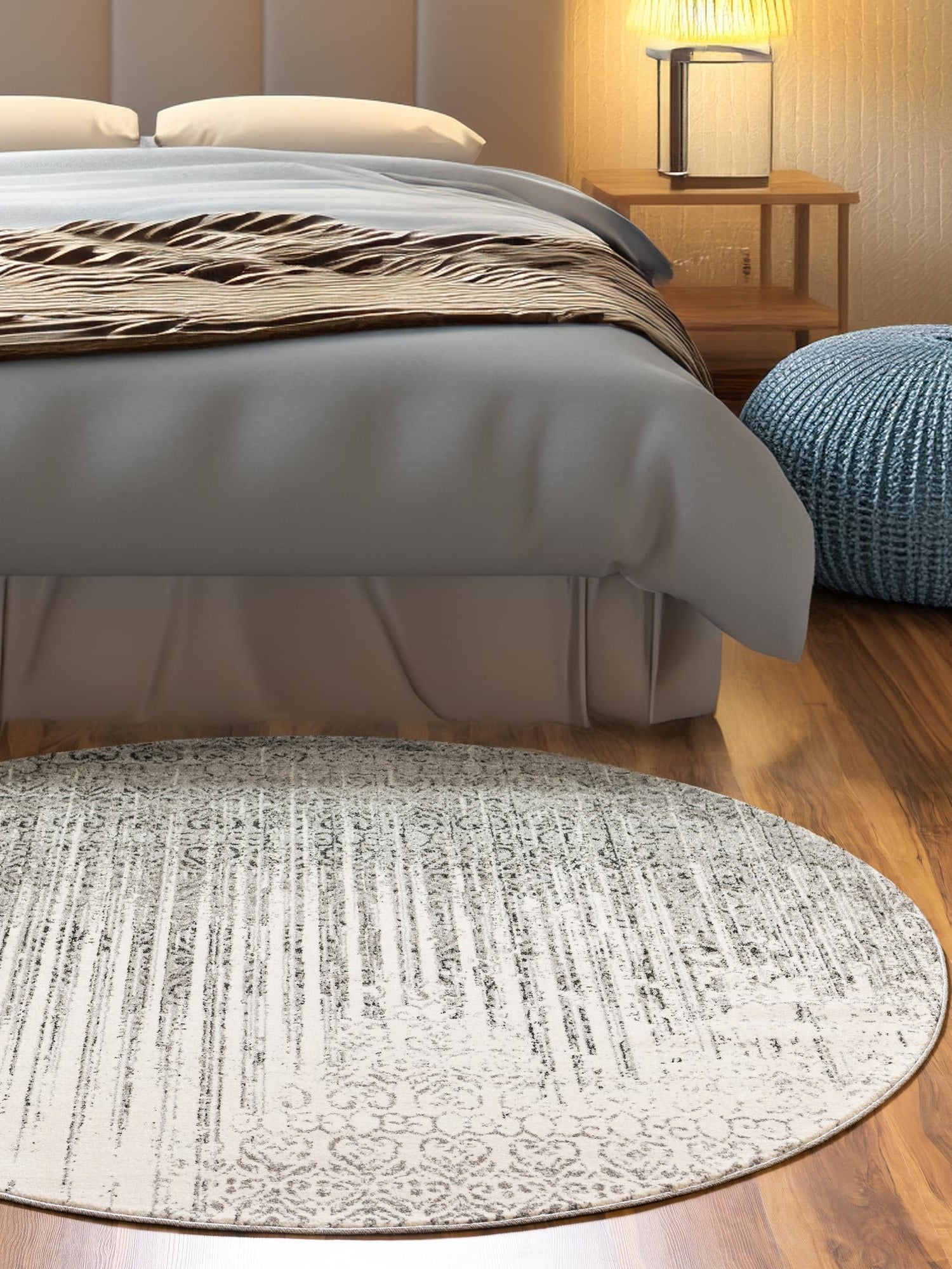 Gray 6' 1 x 6' 1 Del Mar Round Area Rug 100% Polypropylene Easy Clean Stain Resistant Vivid Modern Carpet Mat for Home Decor Interior Designing for Sale at Rug Engine