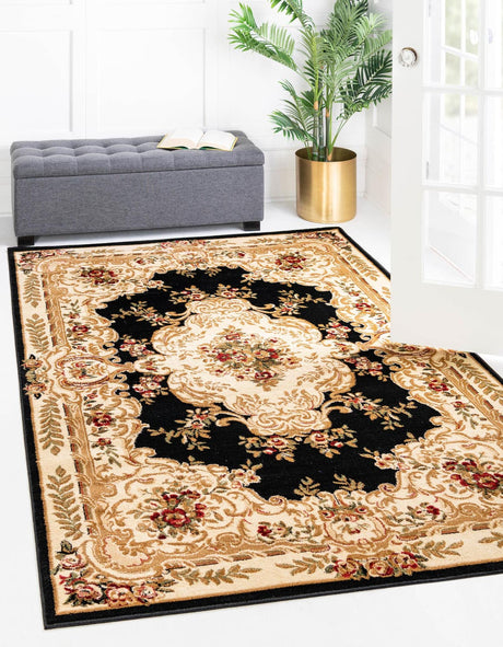 Black 10' x 13' 1 Versailles Rectangle Area Rug