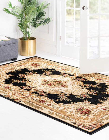 Black 5' 3 x 8' Versailles Rectangle Area Rug