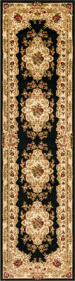 Black 2' 7 x 10' Versailles Runner Area Rug