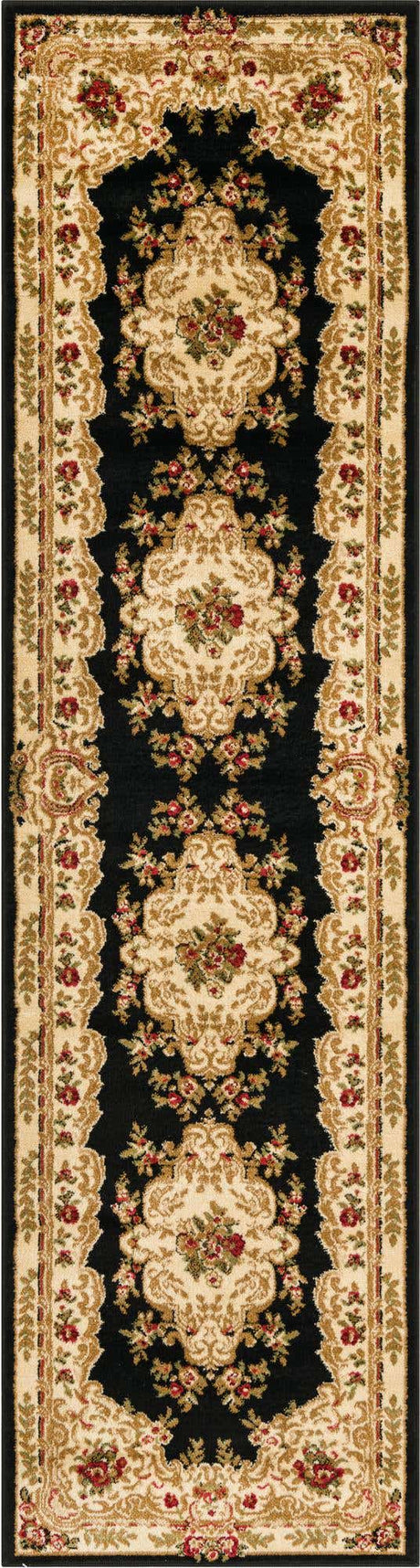 Black 2' 7 x 10' Versailles Runner Area Rug